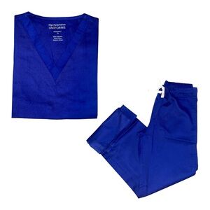 NWT Royal Blue Scrub Set in a Size XS in Women, by High Performance Uniforms.